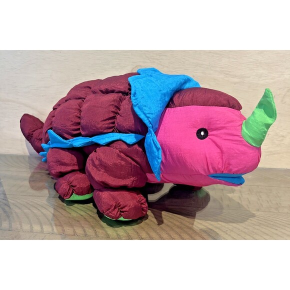CHOSUN Dinosaur Triceratops Stuffed Animal Plush Toy Nylon Parachute Vintage 17" - Picture 2 of 6